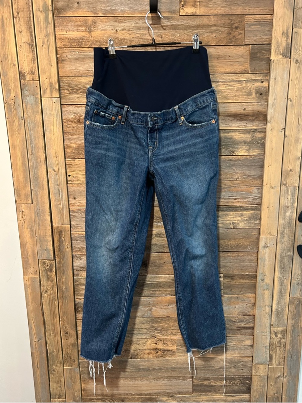 Gap Cheeky Straight Maternity Dark Blue Stretch Panel Jeans - size 30/10L